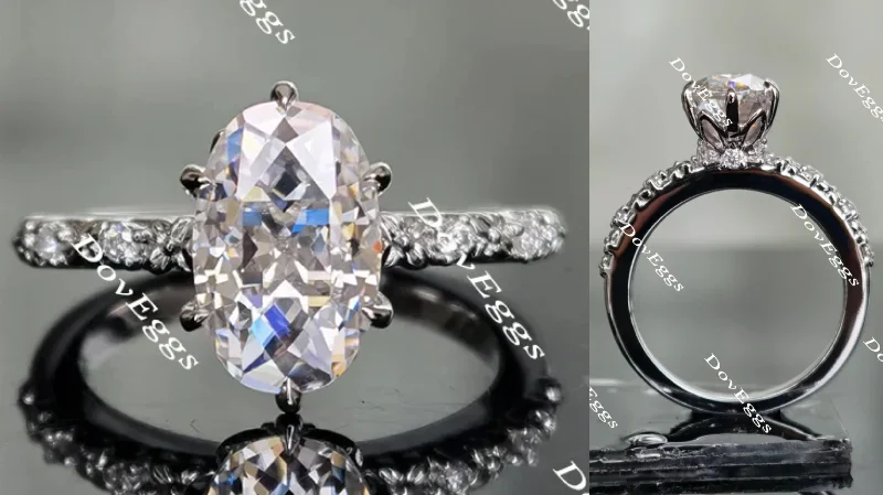 Women’s engagement rings with a vintage look-DovEggs nova elongated oval art deco moissanite engagement ring