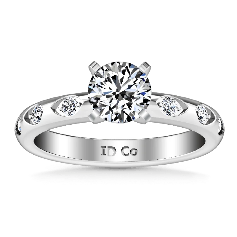 Women’s custom made engagement rings-Round Diamond Pave Engagement Ring Jazz 14K White Gold