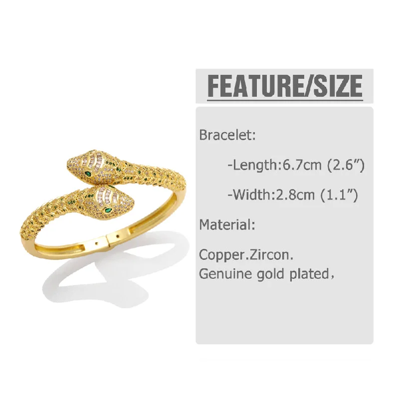 Women’s love bracelet-1 Piece Retro Snake Leopard Copper Plating Inlay Zircon Bangle