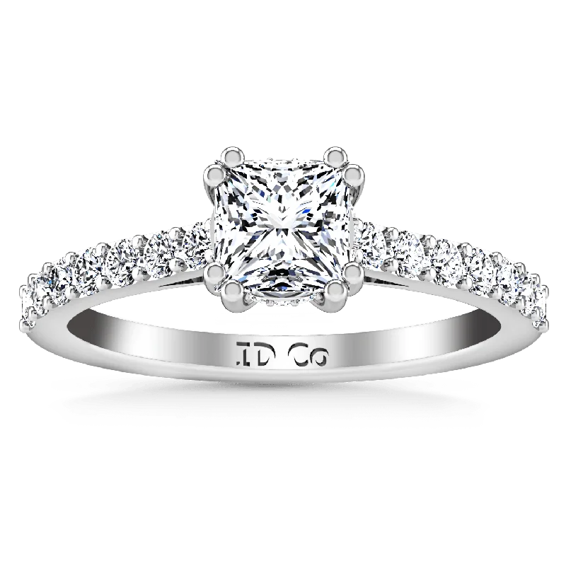 Women’s engagement rings with engraved bands-Pave Princess Cut Diamond Engagement Ring Jasmine 14K White Gold