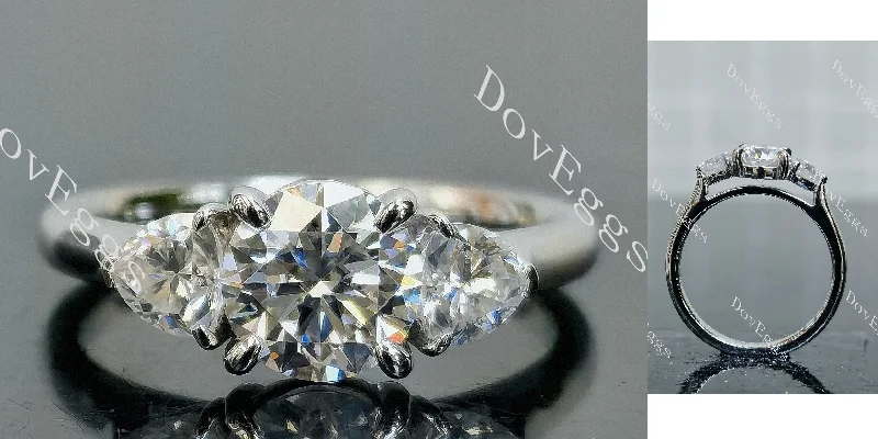 Women’s diamond engagement rings for less-Doveggs round three-stone moissanite engagement ring