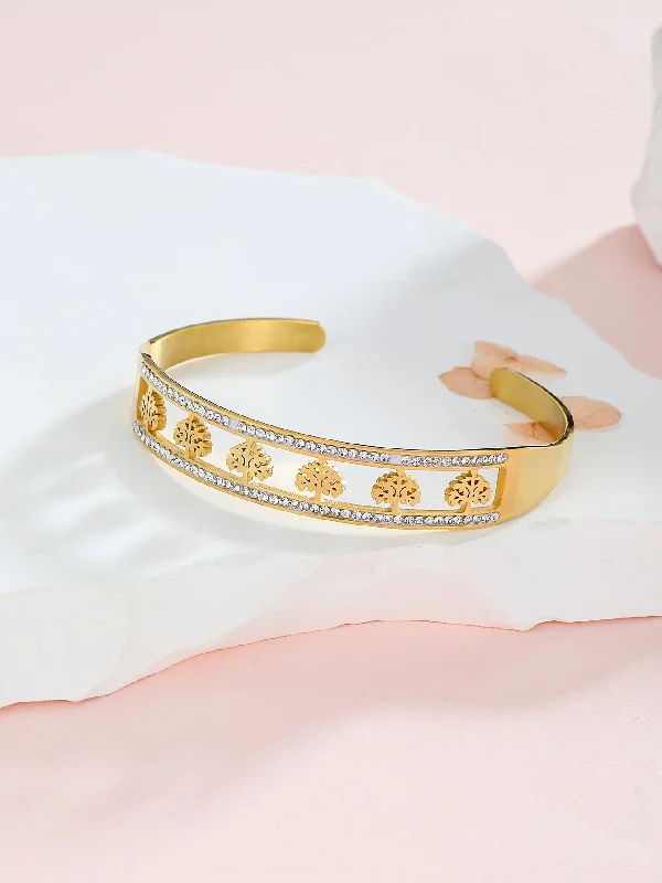 Women’s sterling silver bangle-Simple Style Classic Style Solid Color Stainless Steel Plating Inlay Zircon 18k Gold Plated Bangle