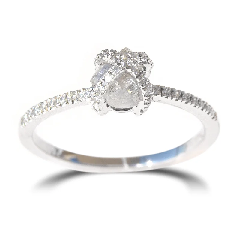 Women’s engagement rings with heart-shaped stones-Magen Ring - A criss-cross or basket style rough diamond engagement ring