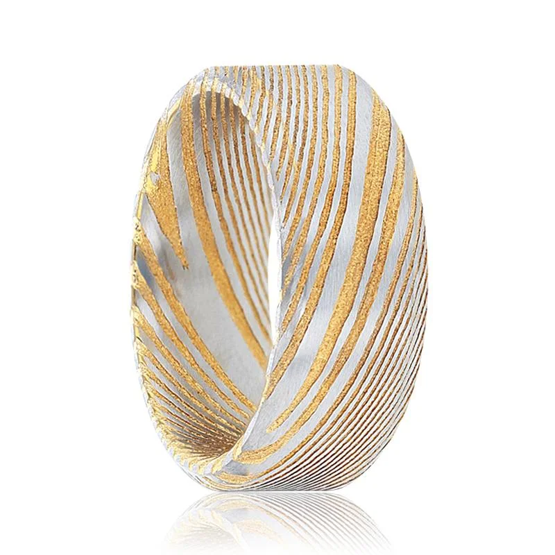 Women’s wedding ring-JESPER | Gold Damascus Steel A Vivid Design