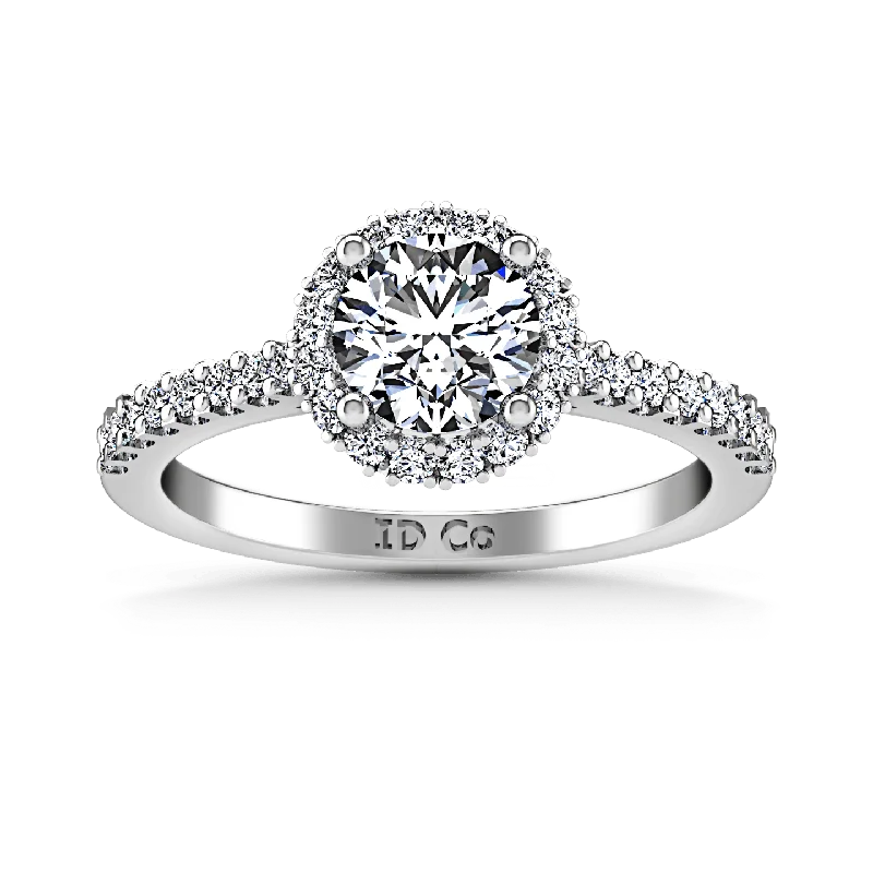 Women’s trendy engagement rings-Round Diamond Halo  Engagement Ring Bethany 14K White Gold