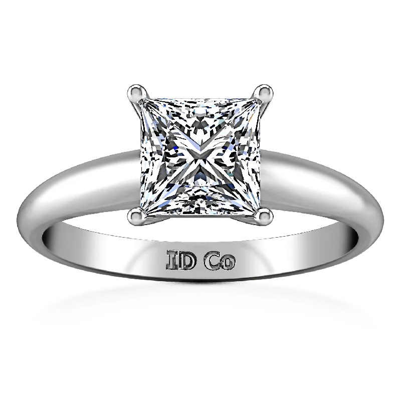 Women’s engagement rings with a band-Solitaire Princess Cut Diamond Engagement Ring Cindy 14K White Gold