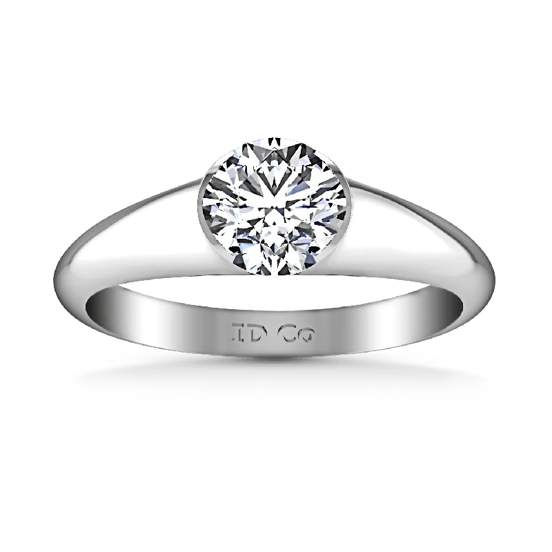 Women’s diamond engagement rings for less-Round Diamond Solitaire Engagement Ring Ansley 14K White Gold