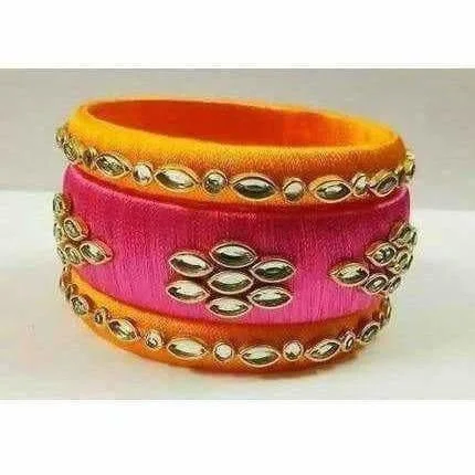 Women’s eternity bangle-Yellow and Pink Color Bangle Set