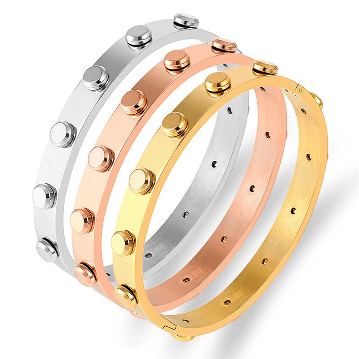 Women’s glamorous bracelet-Commute Round Stainless Steel Bangle