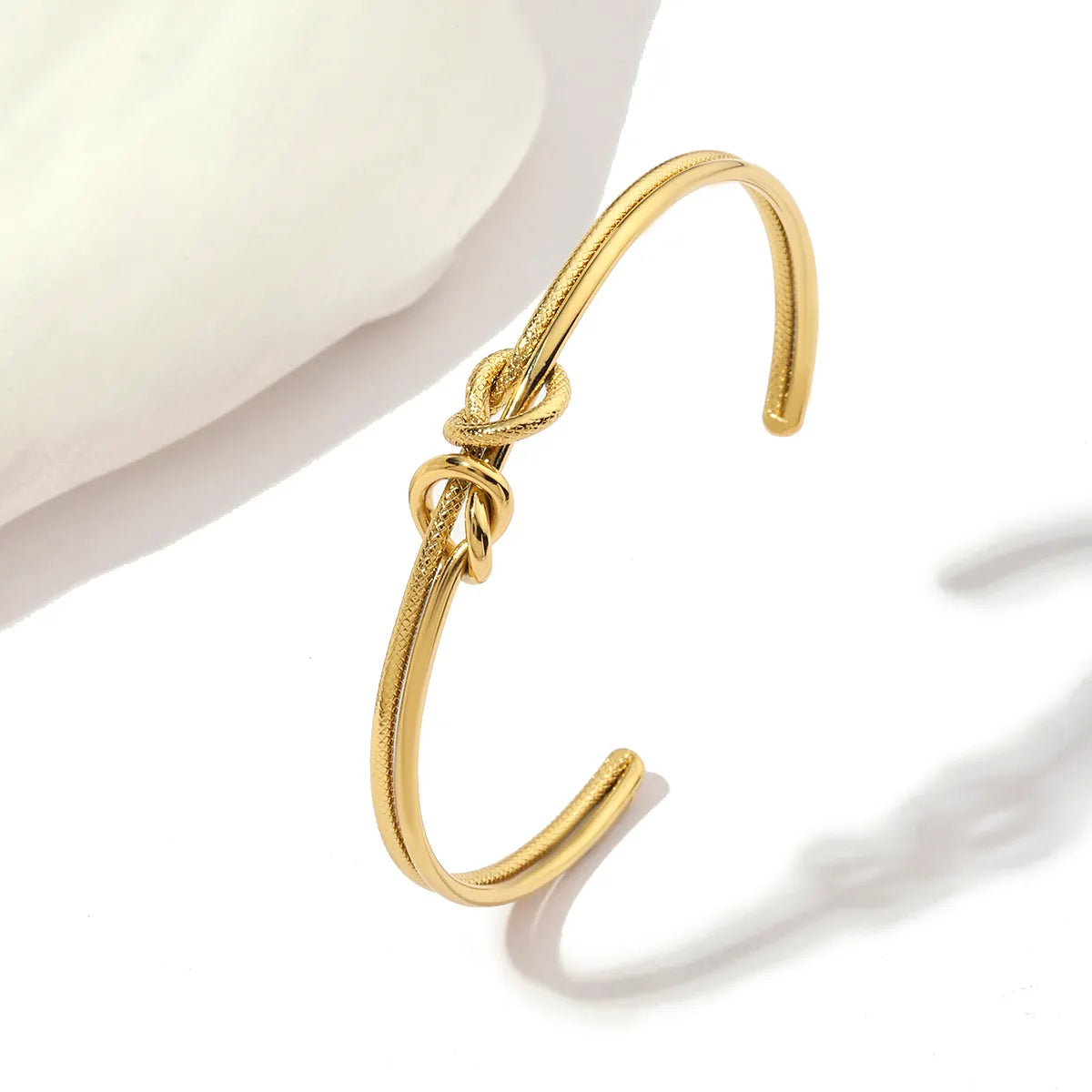 Women’s diamond cuff bracelet-Stainless Steel 18K Gold Plated Simple Style Solid Color Bangle