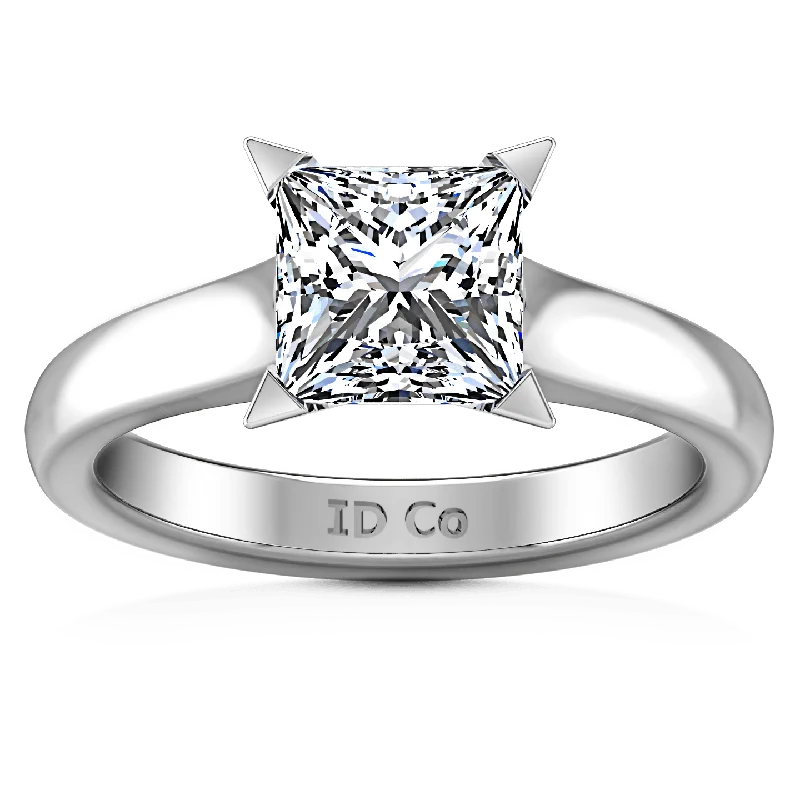 Women’s custom engagement rings-Solitaire Princess Cut Diamond Engagement Ring Jenny 14K White Gold