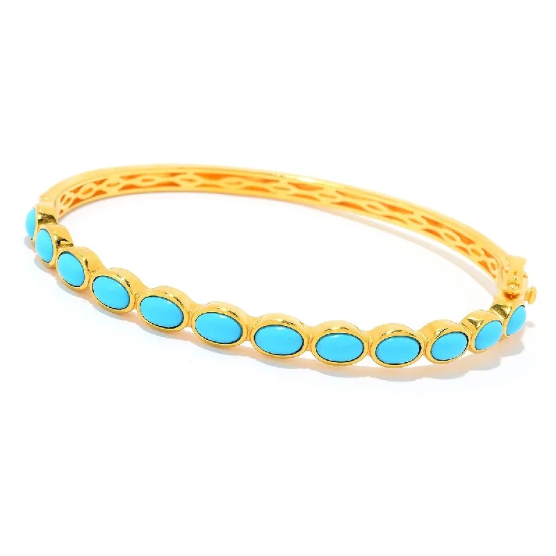 Women’s gold bangle-Yellow Gold Plated Over Sterling Silver Sonora Turquoise Bangle