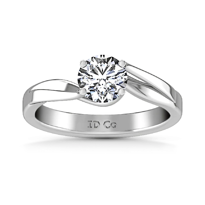 Women’s emerald cut engagement rings-Round Diamond Solitaire Engagement Ring Laurel 14K White Gold