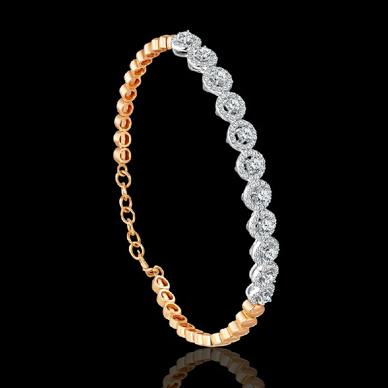 Women’s love bracelet-A Rose Gold bangle, adorned with round-shaped stones for a touch of elegance - I-B119B