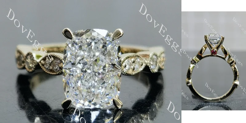 Women’s engagement rings with curved bands-Doveggs cushion side stones moissanite engagement ring