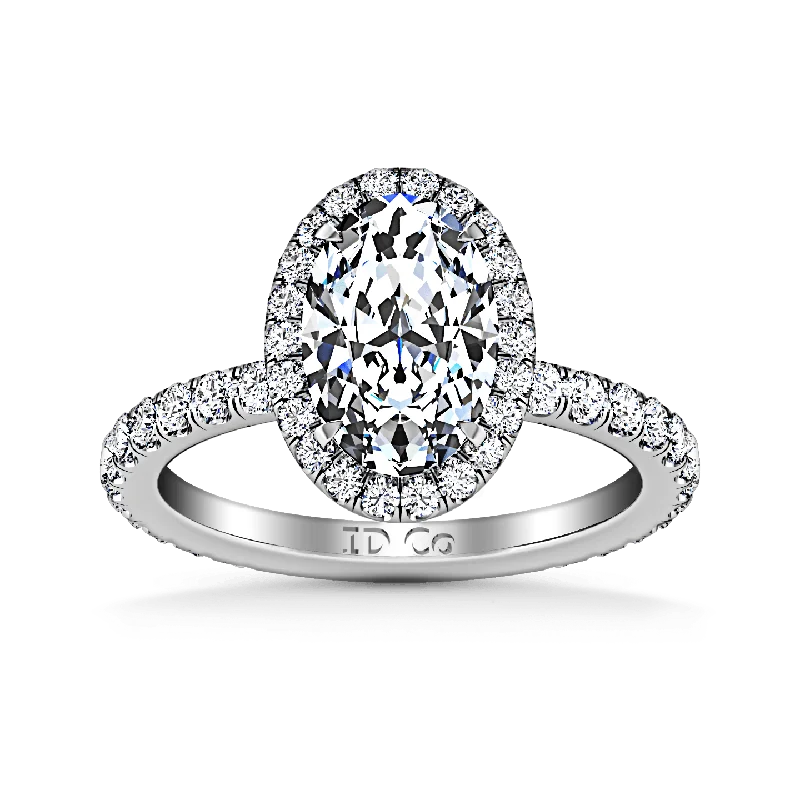 Women’s engagement rings with silver band-Halo Oval Diamond Engagement Ring Elsa 14K White Gold