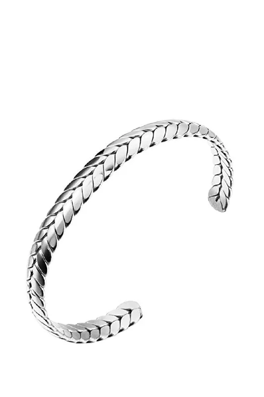 Women’s precious metal bracelet-Silver Textured Cuff Bangle