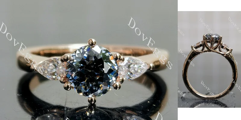 Women’s engagement rings with silver band-Doveggs round three-stone stardust grey moissanite engagement ring