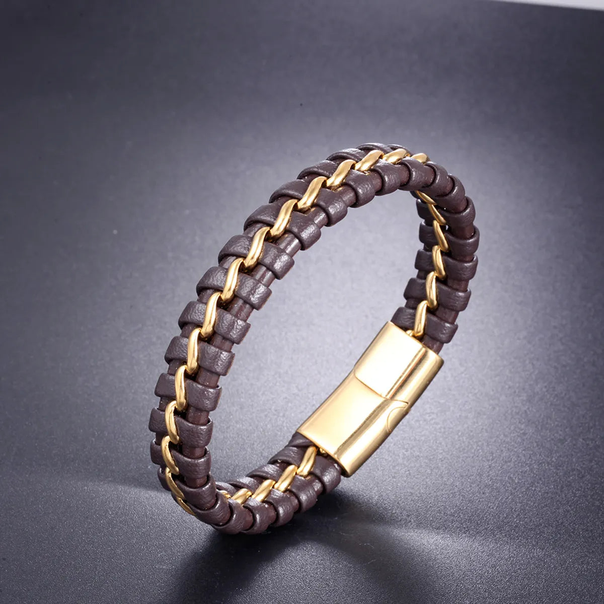 Women’s handmade bracelet-Classic Style Geometric Stainless Steel Braid Bangle