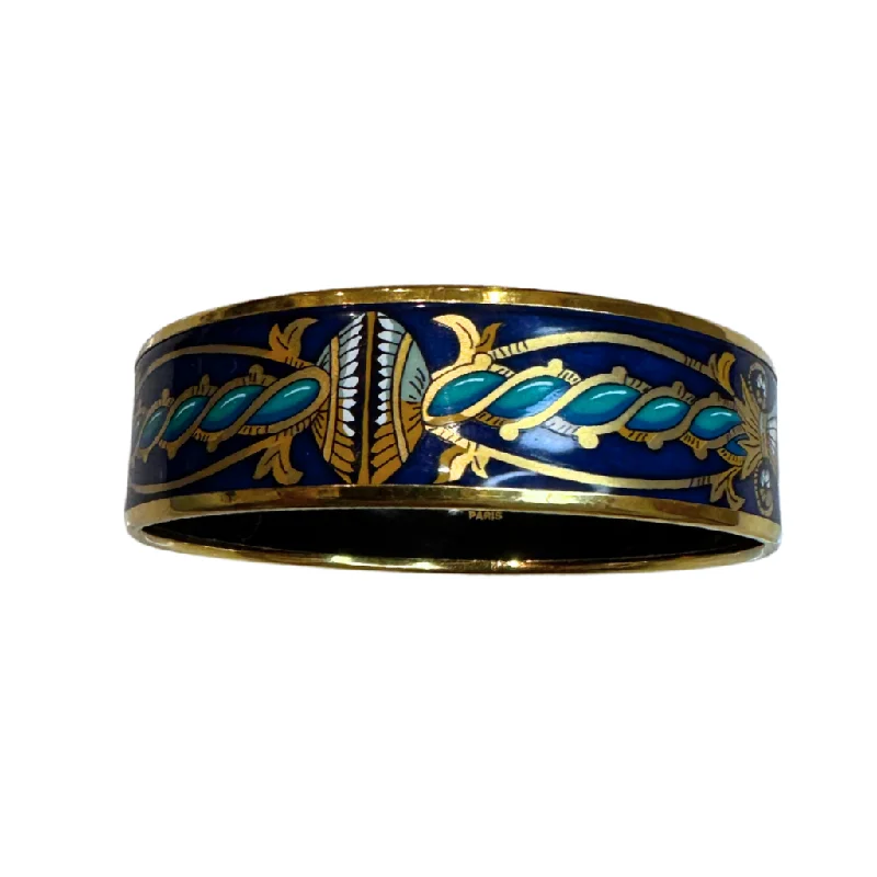 Women’s stacked bracelet-Hermes Enamelled Bangle Blue/Aqua