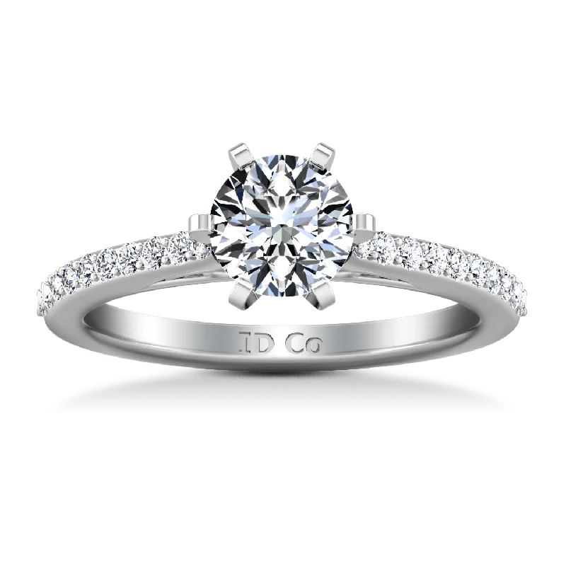 Women’s affordable diamond engagement rings-Round Diamond Pave Engagement Ring Juliette 14K White Gold