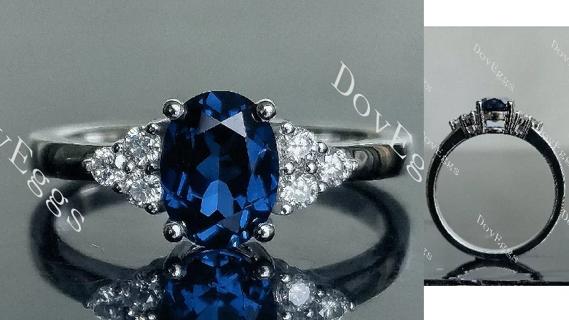 Women’s one-of-a-kind engagement rings-Doveggs oval side stones colored gem engagement ring