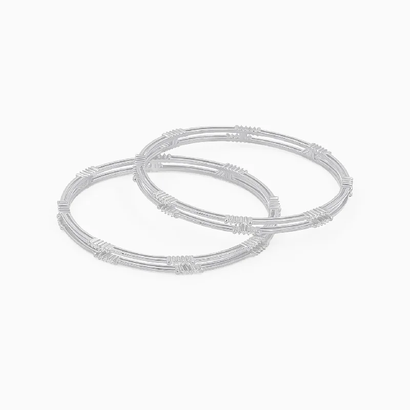 Women’s chunky bangle-Two Layer Design Silver Bangle