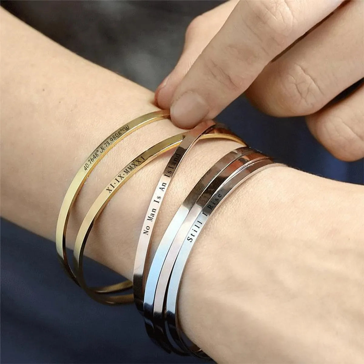 Women’s vintage bangle-Stainless Steel 14K Gold Plated Simple Style Classic Style Geometric Plating Bangle