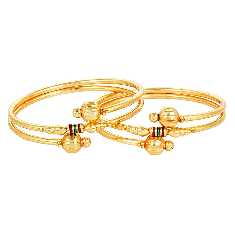 Women’s rose gold bracelet-Gold-Plated Alloy Gold Plated Meena Work Bangle Set - The Pari