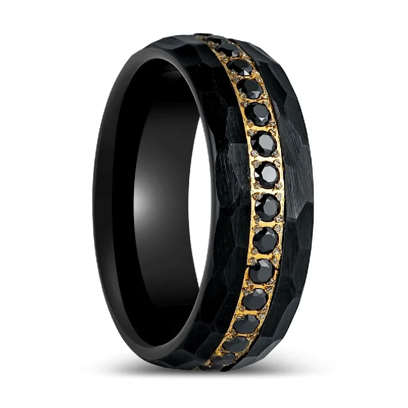 Women’s modern ring-HERAKLES | Black Tungsten Ring Black CZ Ethernity