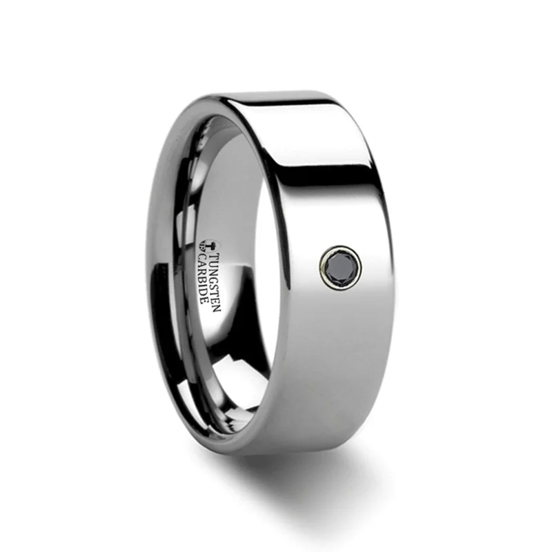 Women’s modern engagement rings with diamonds-Tungsten Black Diamond Men's Wedding Band