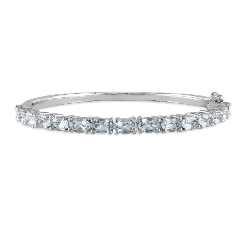 Women’s luxury bracelet-Miadora Sterling Silver 6-1/3ct TGW Aquamarine Semi-Eternity Bangle