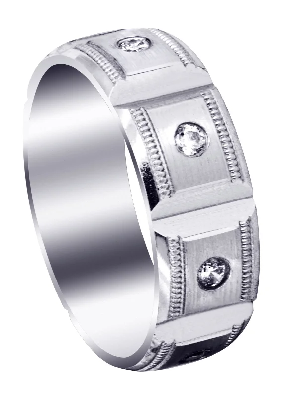 Women’s engagement rings with silver band-Diamond Mens Engagement Ring | 0.4 Carats | Satin Finish (Colt)