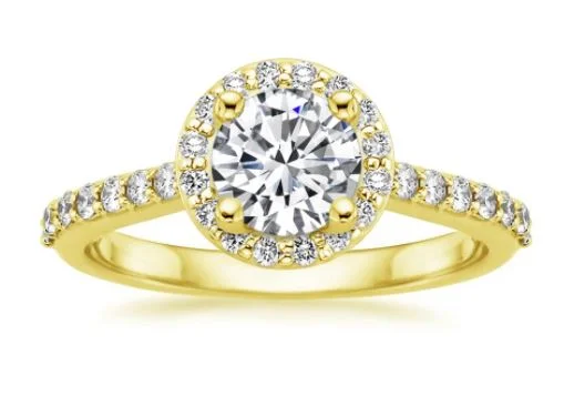 Women’s yellow diamond engagement rings-Diamond Halo Engagement Ring