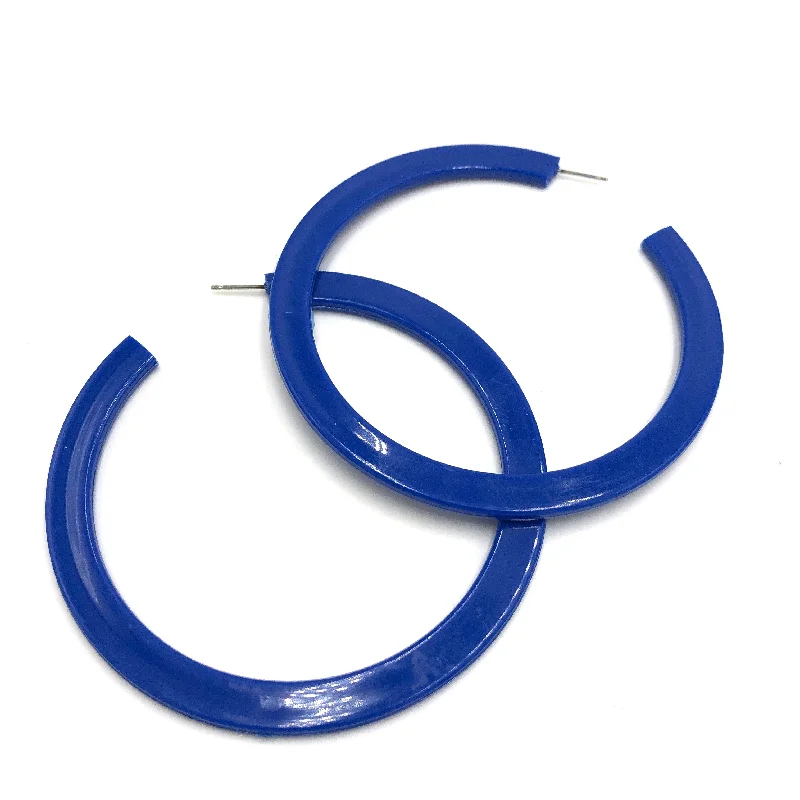 Women’s stacking bangles-Deep Blue Acrylic Bangle Hoop Earrings