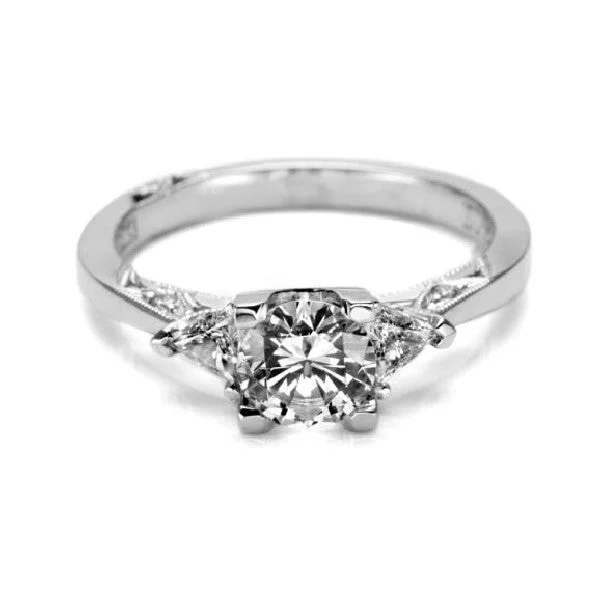 Women’s silver engagement rings-TACORI Platinum 3-Stone Engagement Ring