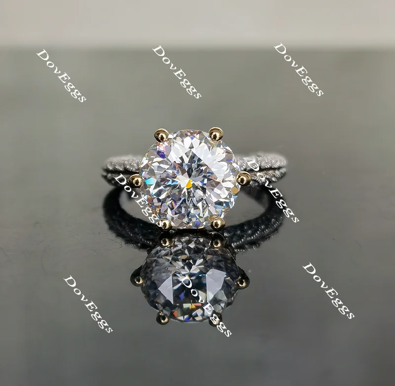 Women’s cushion cut engagement rings-Doveggs round flower shape moissanite engagement ring