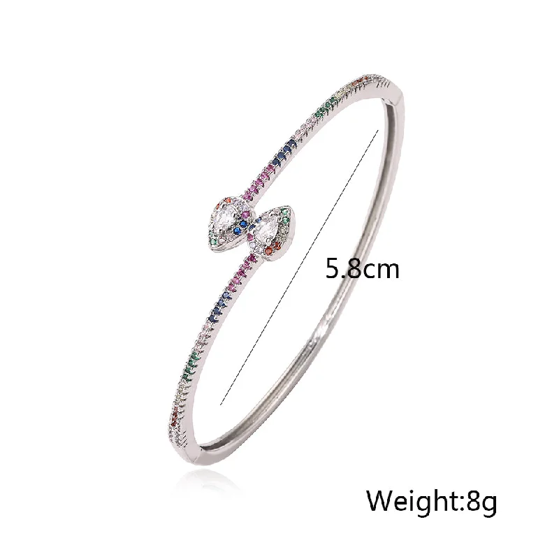 Women’s elegant cuff bracelet-Simple Style Commute Water Droplets Copper Plating Inlay Zircon 18k Gold Plated White Gold Plated Bangle