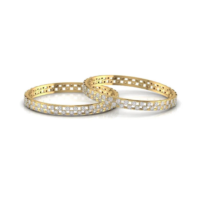 Women’s leather and gold bracelet-Sparkling Diamond Gold Bangle