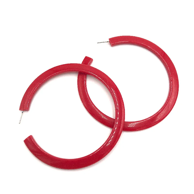 Women’s cuff bracelet-Cherry Red Acrylic Bangle Hoop Earrings