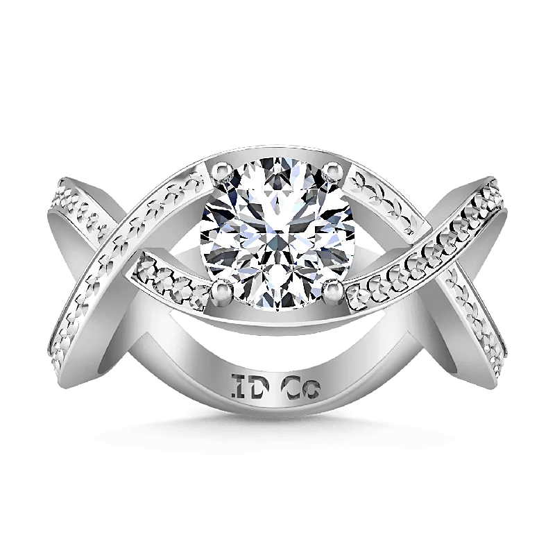 Women’s diamond engagement rings with a twist-Round Diamond Solitaire Engagement Ring Solagne 14K White Gold