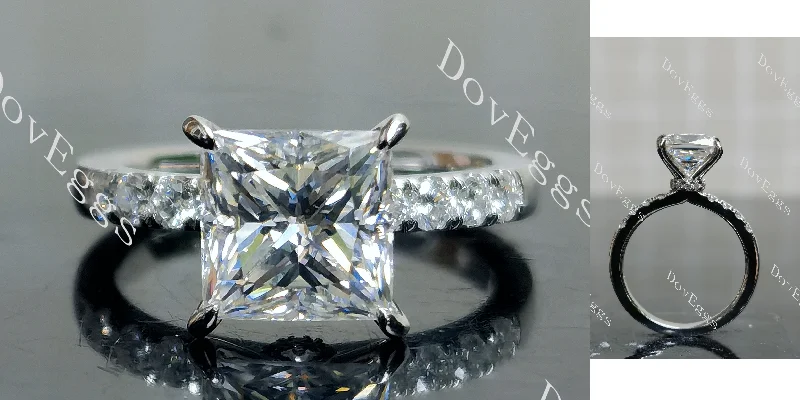 Women’s vintage engagement rings-Doveggs Princess pave moissanite engagement ring