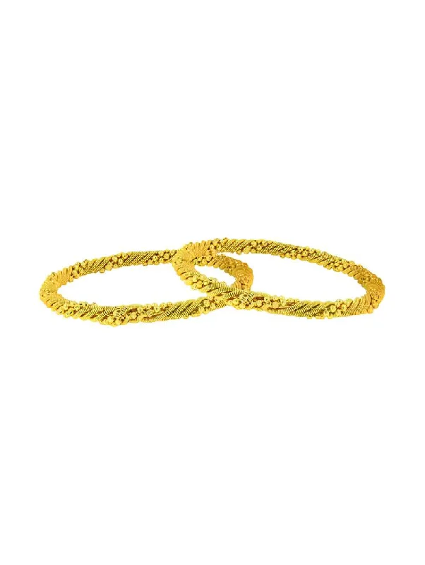 Women’s pink sapphire bracelet-Gold-Plated Alloy Golden Wire Design Bangle Set - The Pari