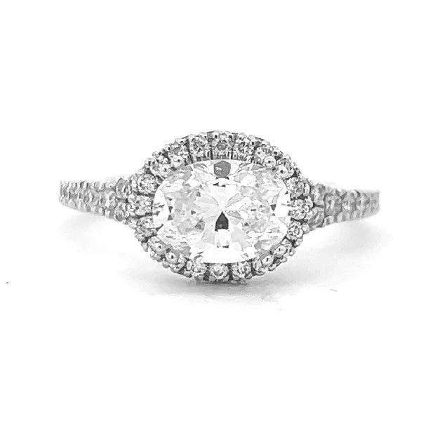 Women’s solitaire engagement rings with platinum-Diamond Halo Engagement Ring