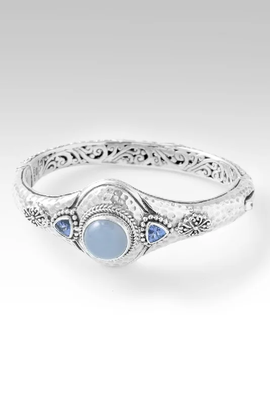 Women’s simple bangle-I Will Be With You Bangle™ in Blue Chalcedony