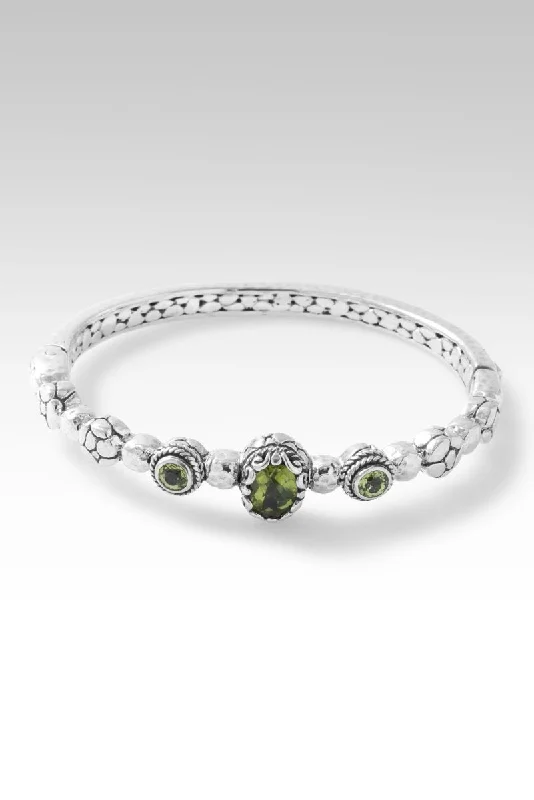 Women’s bangle bracelet with diamonds-Live in Peace Bangle™ in Peridot