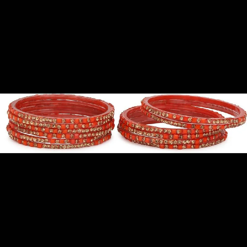 Women’s chunky bangle-Afast Bridal Wedding & Party Fashionable Colorful Glass Bangle/Kada Set, Pack Of 12 - Red