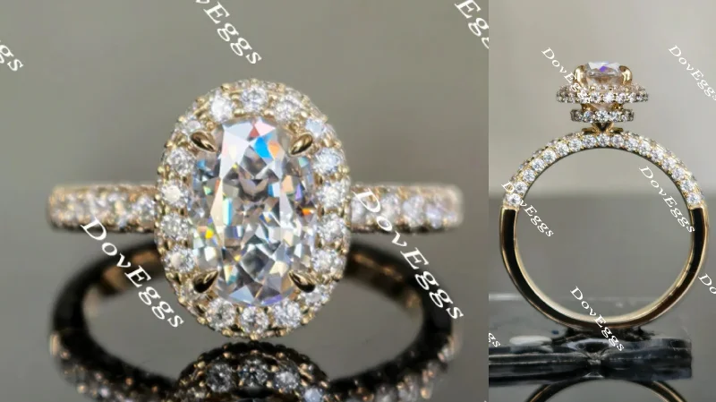 Women’s engagement rings with aquamarine-Bemyringsister three paved & halo moissanite engagement ring