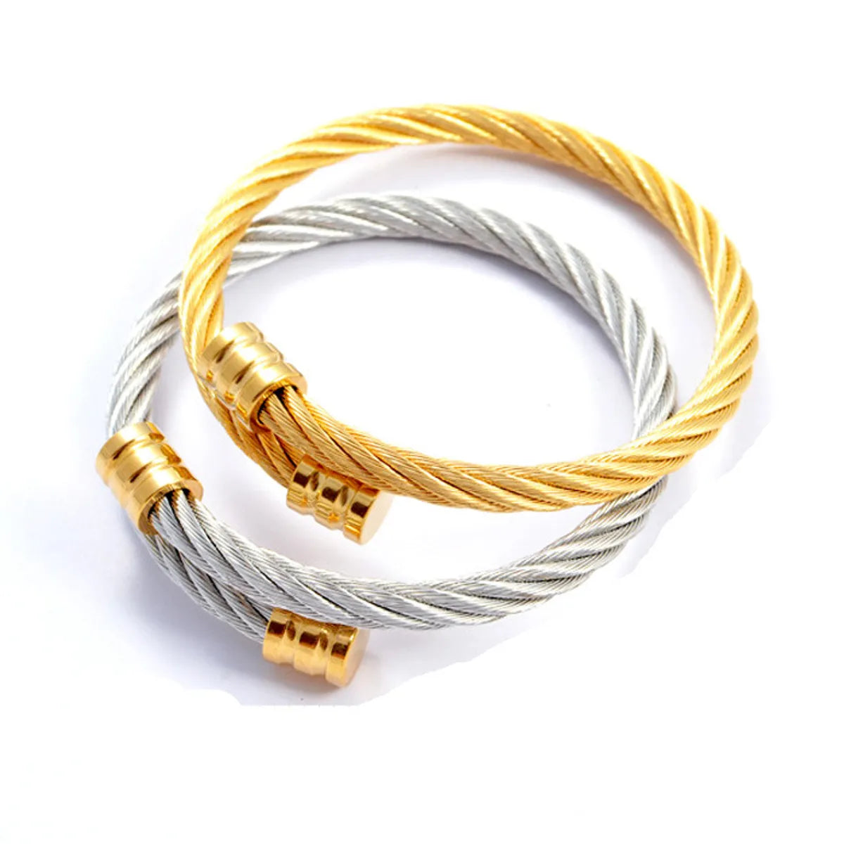 Women’s layered gold bracelet-1 Piece Fashion Twist Stainless Steel Bangle