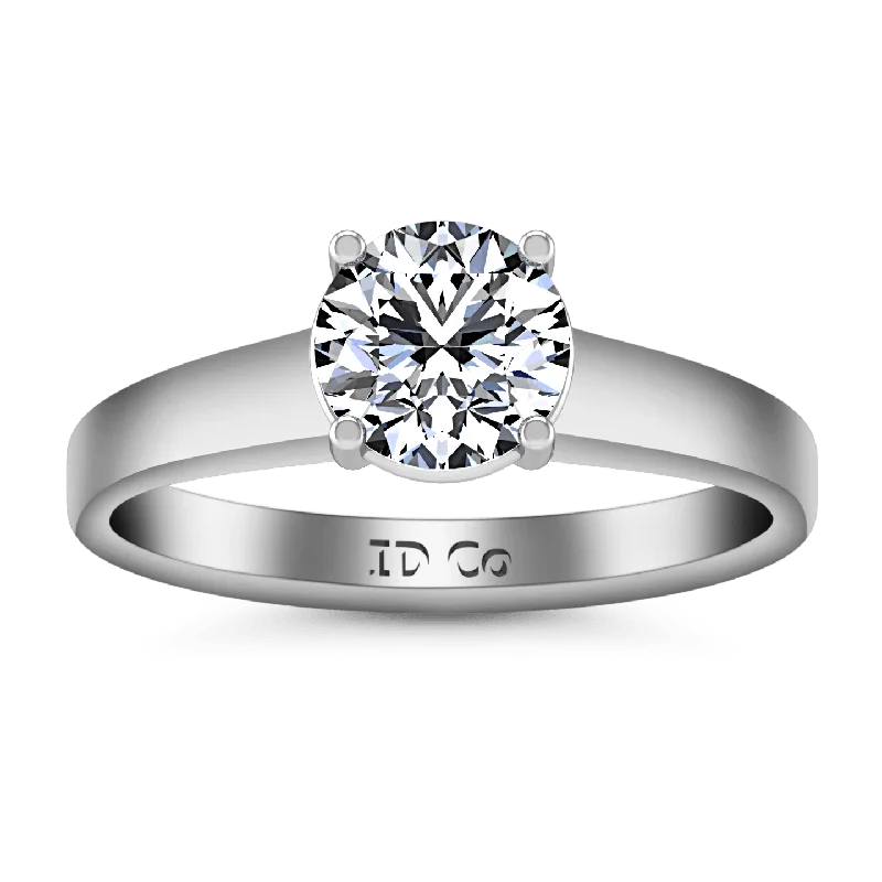 Women’s princess cut engagement rings-Round Diamond Solitaire Engagement Ring Valse  14K White Gold